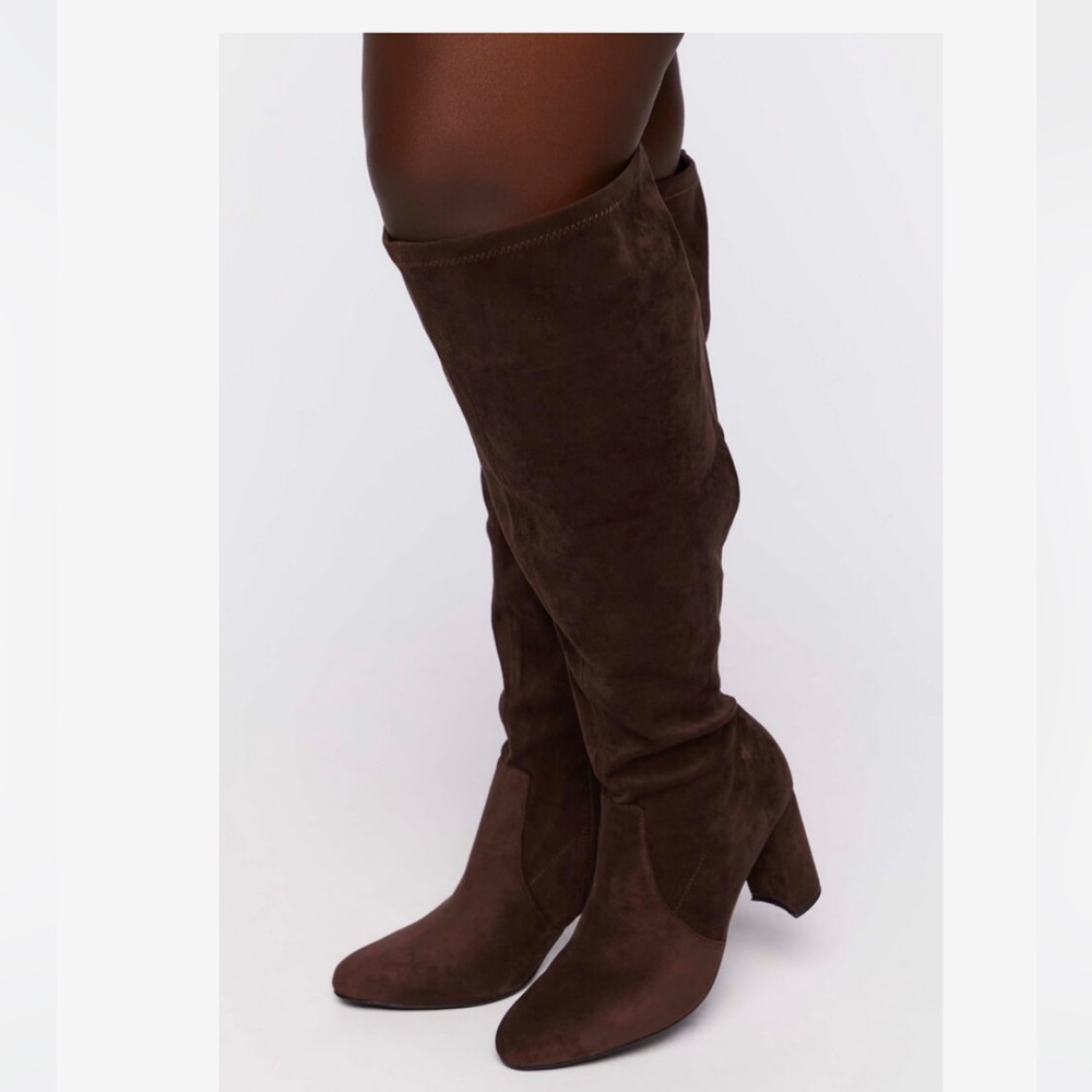 Forever 21 heeled brown velvet boots